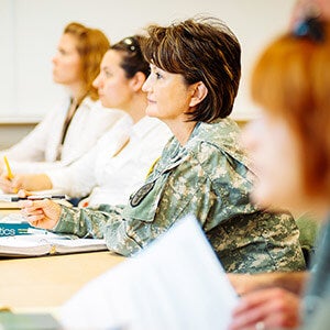 photo of a student veteran in class