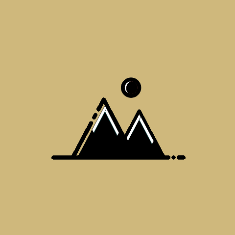 icon of the moon over mountains