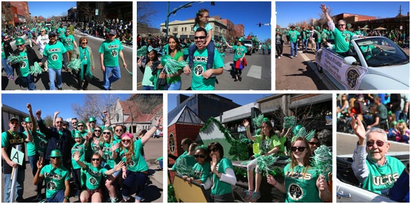 People celebrating Saint Patrick's Day in a parade