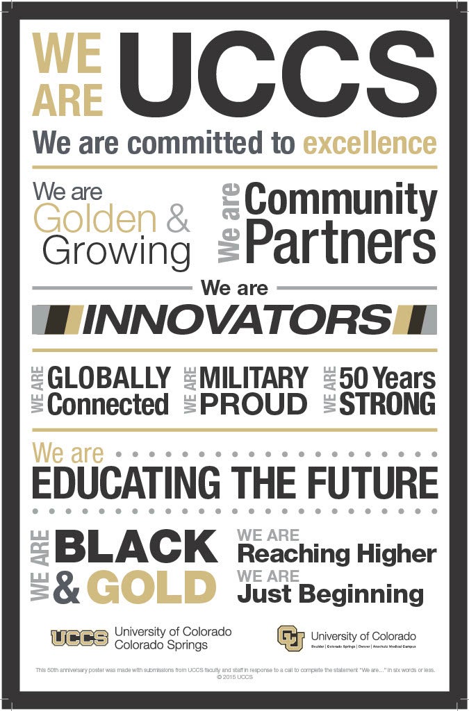Word collage of UCCS' values