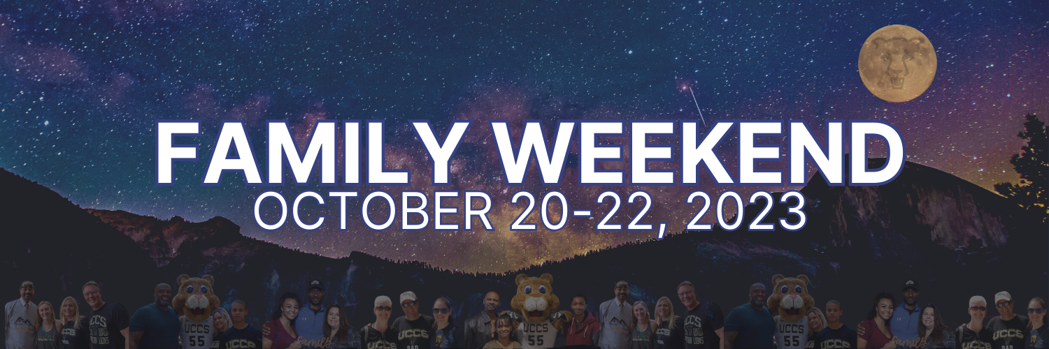 Family Weekend Banner that reads "Family Weekend October 20-22, 2023"