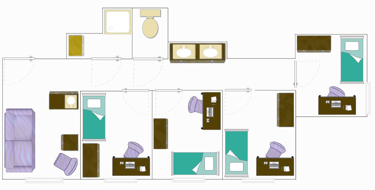 a suite with a small kitchen.