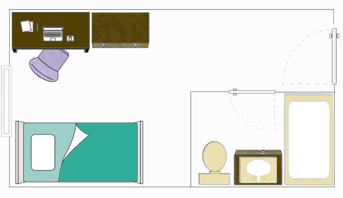 a single-person bedroom.
