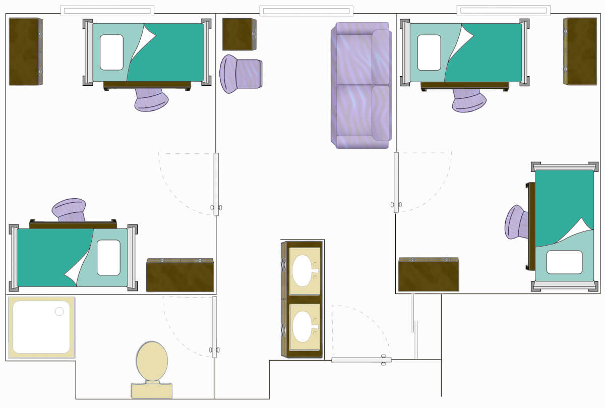 A shared bedroom layout.