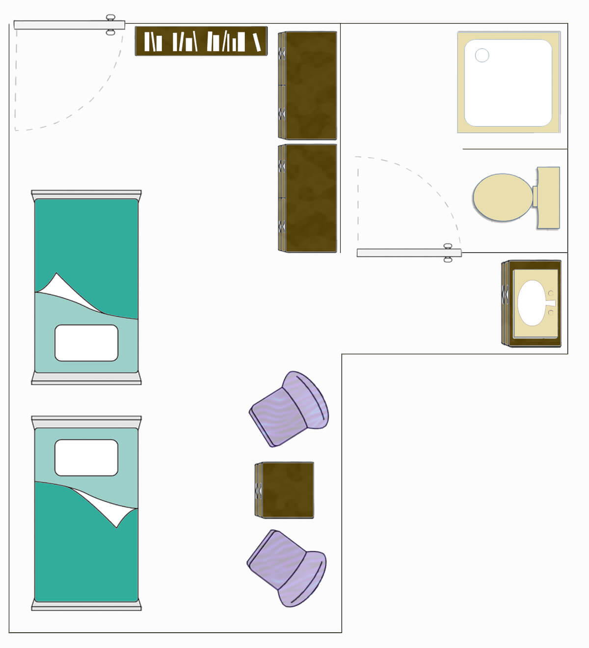 A double bedroom with a private bath
